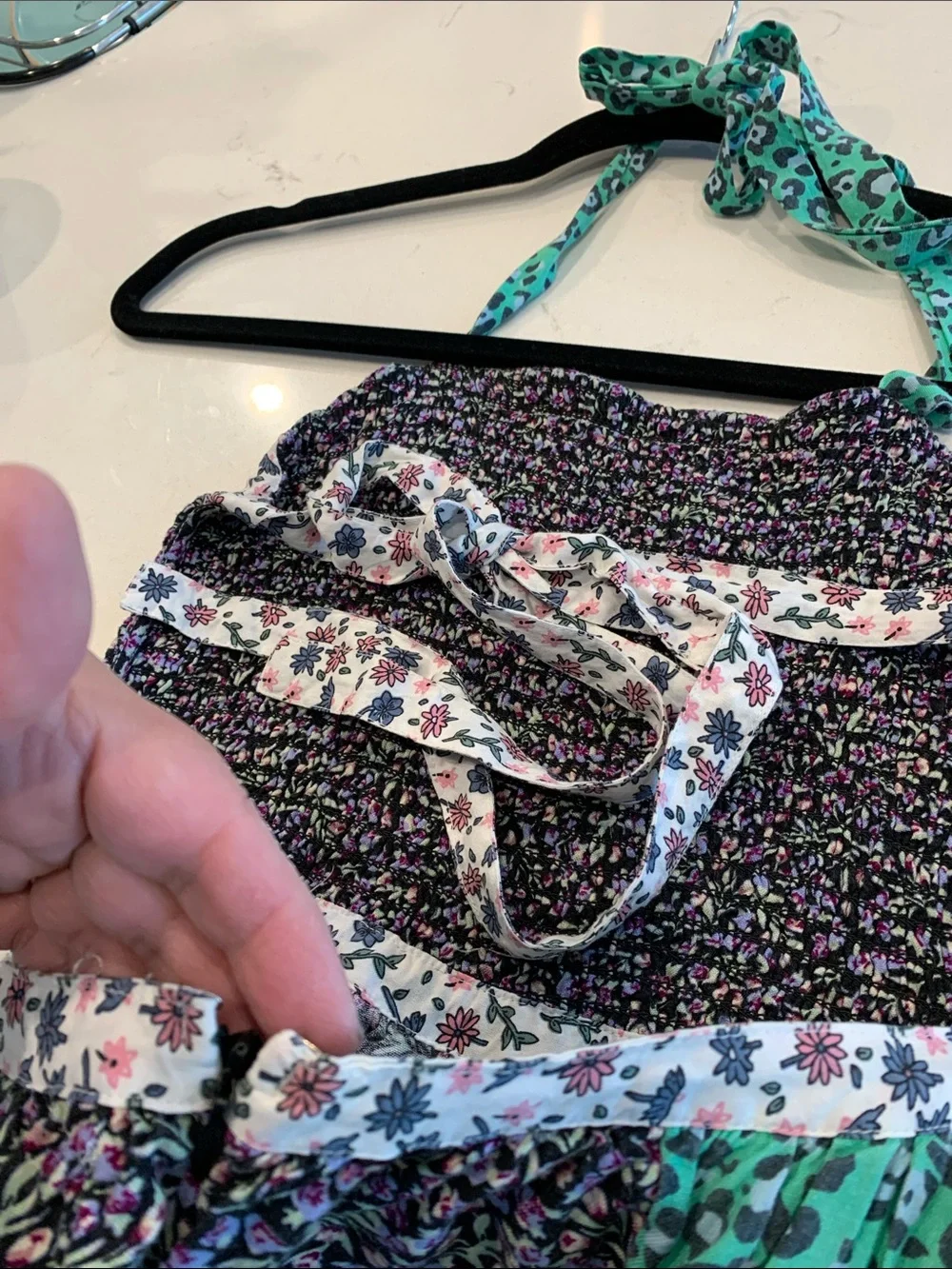 Urban Outfitters multi Print apron style Halter Dress smocked bodice US 0. UK4 - Picture 4 of 9